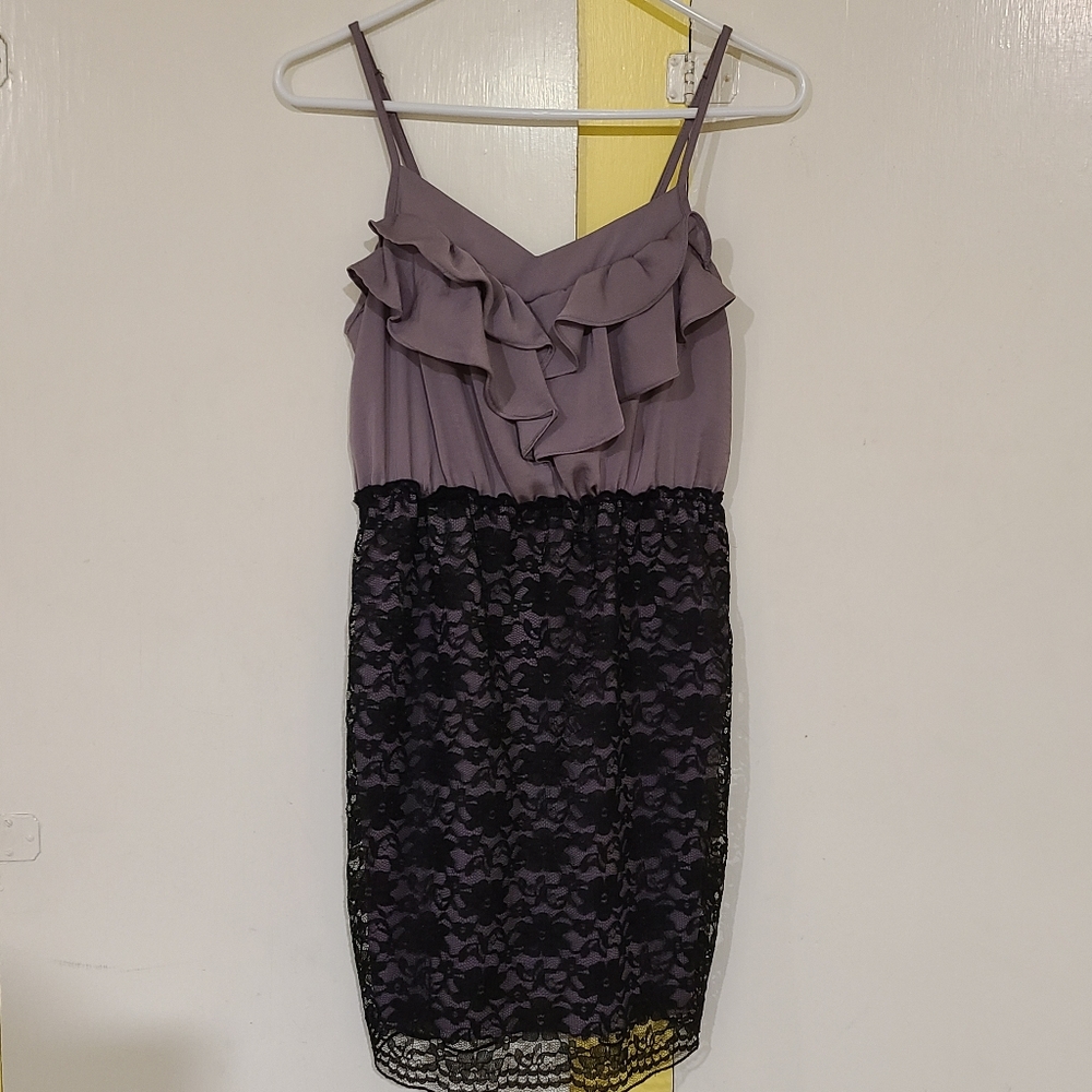 Xhilaration Purple & Black Lace Dress Mini Medium